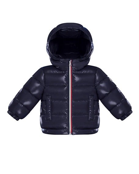 New Aubert Quilted Shiny Nylon Hooded Puffer Jacket, Size 12M-3