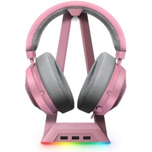 Razer Kraken 游戏耳机 + RGB 耳机底座 粉晶套装