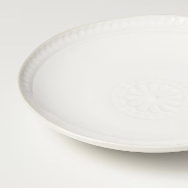 FOSSTA Side plate, white/medallion pattern, 7" - IKEA