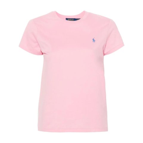 粉色马球标短靴T恤