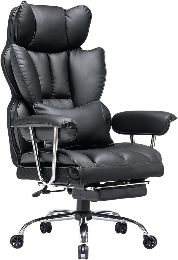 Efomao Desk Office Chair Big High Back Chair PU Leather Computer Chair