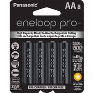 Panasonic BK-3HCCA8BA Eneloop Pro AA High Capacity Ni-MH Pre-Charged Rechargeable Batteries, 8-Pack