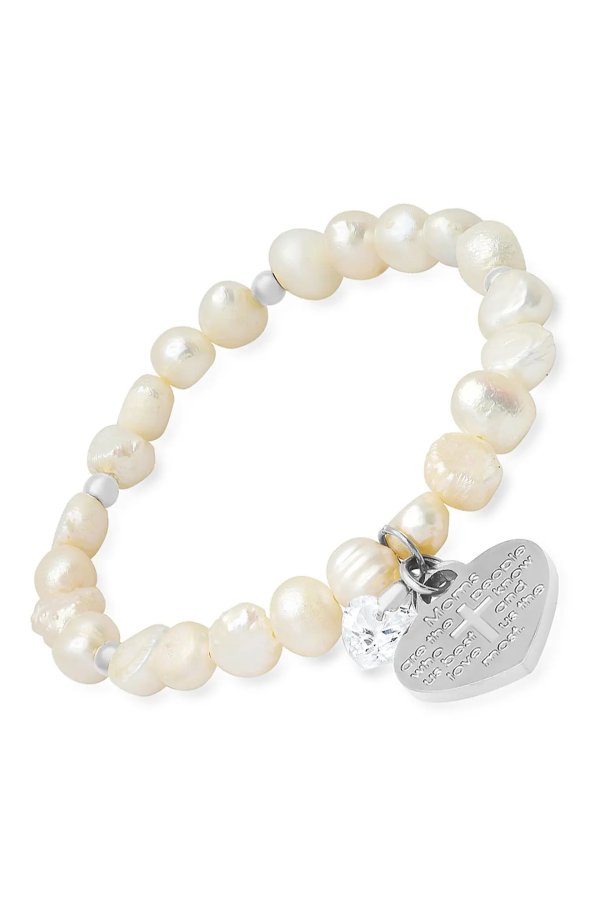 Stainless Steel & Freshwater Pearl Stretch Bracelet