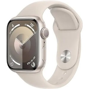 AppleWatch Series 9 [GPS 41mm] Smartwatch with Starlight Aluminum Case with Starlight Sport Band S/M. Fitness Tracker, ECG Apps, Always-On Retina Display, Water Resistant