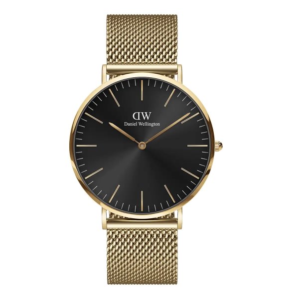 Mesh Onyx - Classic gold watch with black dial | DW
