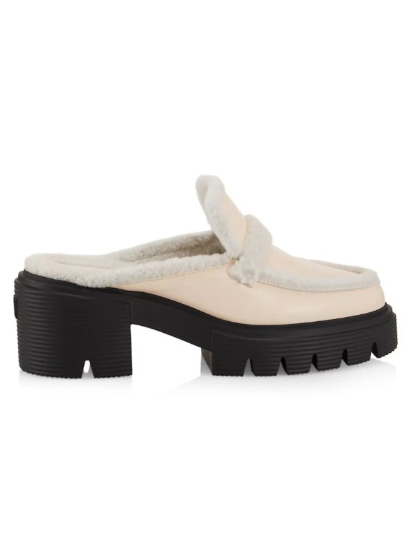 Soho Chill Leather & Shearling Lug-Sole Mules