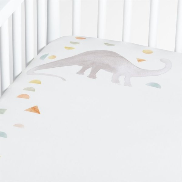 恐龙图案有机棉婴儿床单