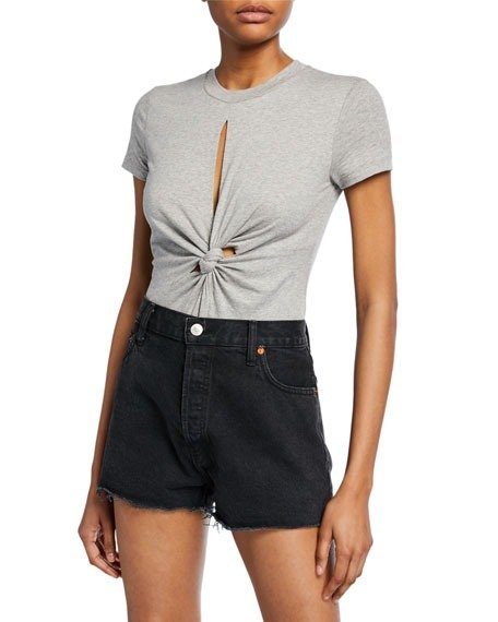 Compact Jersey Knot-Front Bodysuit