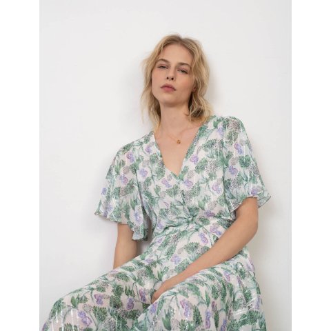 Maje120ROCHELLE Printed muslin scarf dress