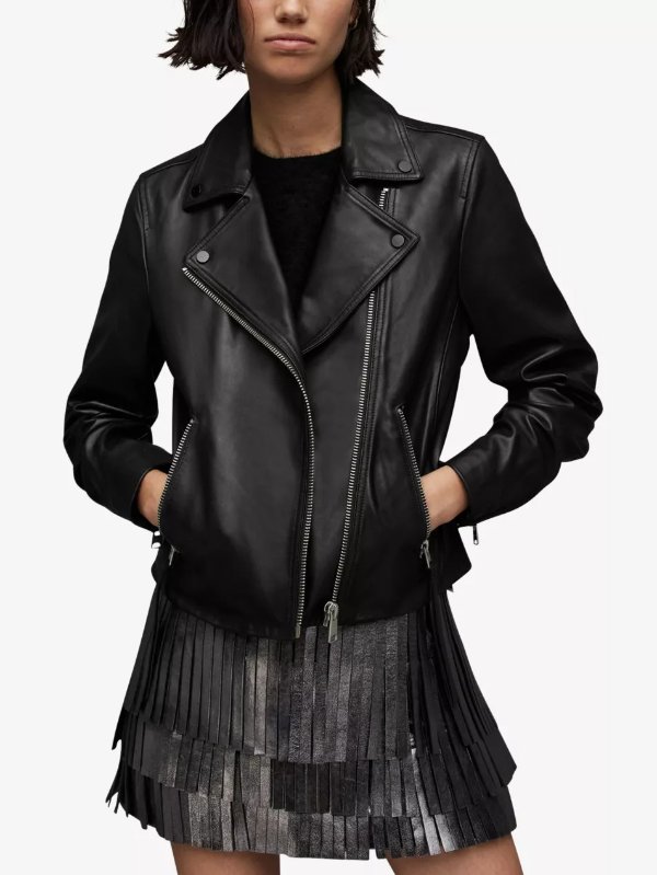 Dalby stud-embellished leather biker jacket