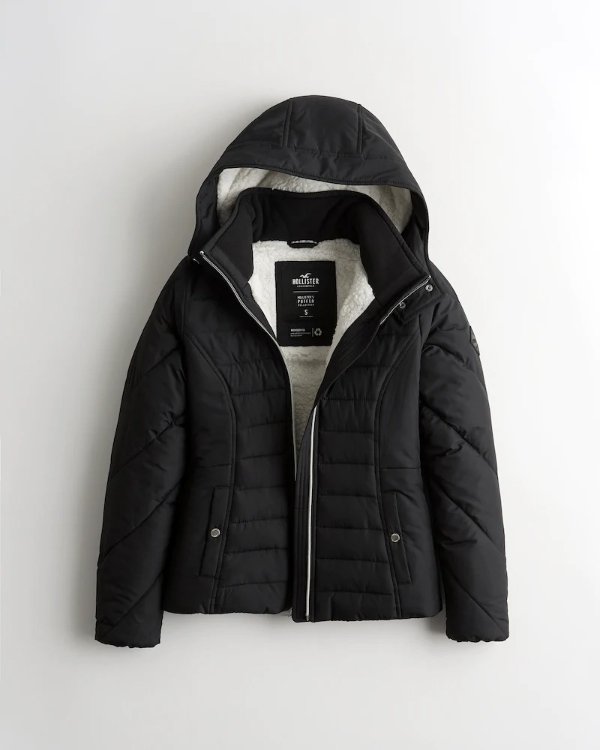 Sherpa-Lined Puffer Jacket