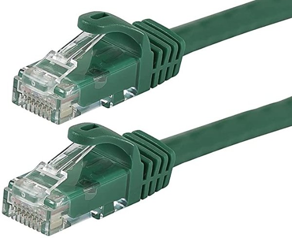 Monoprice Flexboot Cat6 Ethernet Patch Cable - Network Internet Cord - RJ45, Stranded, 550Mhz, UTP, Pure Bare Copper Wire, 24AWG, 30ft, Green