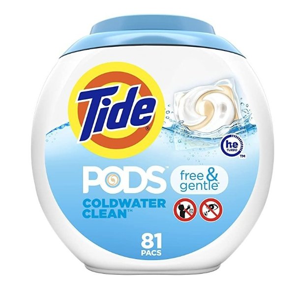 PODS Free & Gentle Laundry Detergent Soap Pods, 81 count
