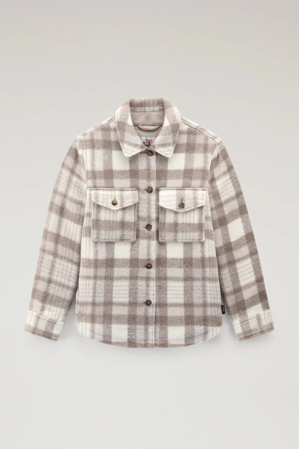 Pemberton Check Overshirt in Wool Blend Flannel Natural Check
