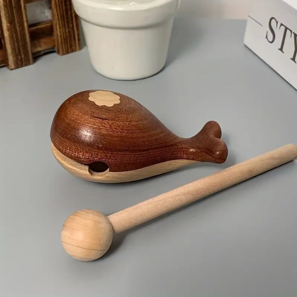 1pc Whale Woodfish Knocking, Meditation And Stress Relief Office Silent Percussion Instrument Solid Wood Decorative Gift, Gift For Friends, Cute Woodfish Gift