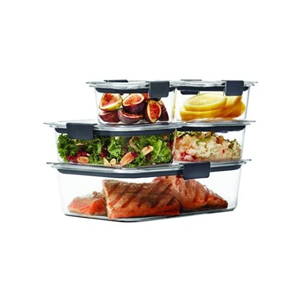 Brilliance Food Storage Container, 10-Piece Set, 100% Leak-Proof, Plastic, Clear