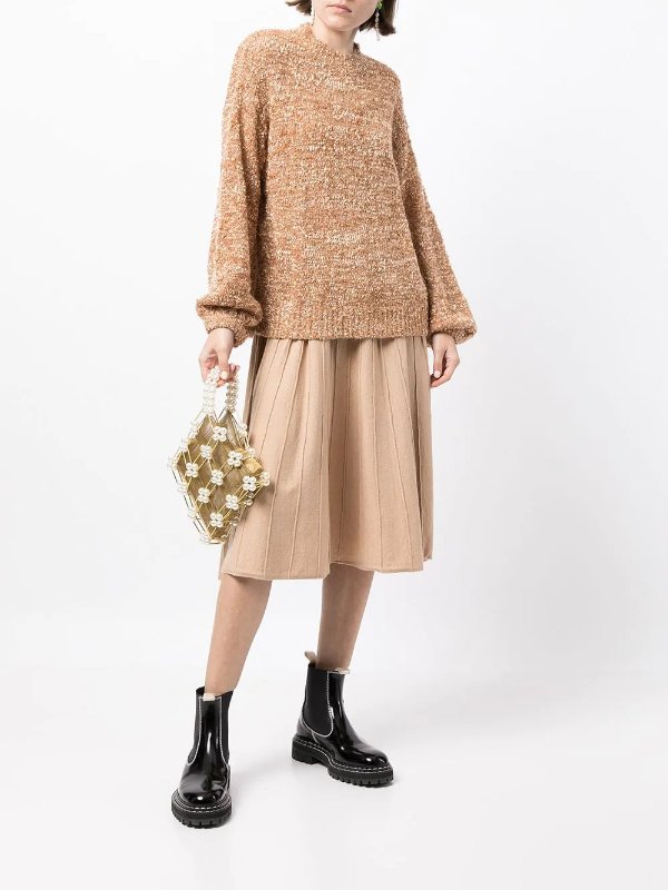 layered knitted-panel dress