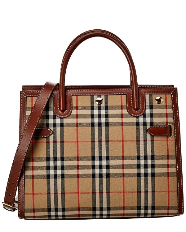 Small Vintage Check & Leather Tote