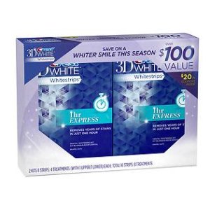 Crest 3D White Whitestrips 1 Hour Express Double Pack, 4 Treatments