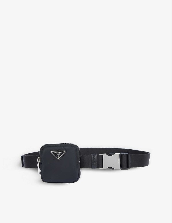 Brand-plaque zipped nylon belt bag