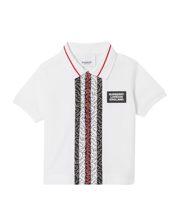 Boy's Mini Joseph Monogram Stripe Polo Shirt, Size 6M-2