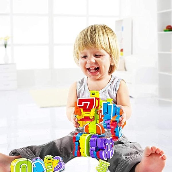 Number Robots Transforming Toys Birthday Gift for 3 4 5 6 Years Old Boys,Toddlers Educational STEM Learning Bots Preschool Kids for Classroom(0-9 Numbers Robots)