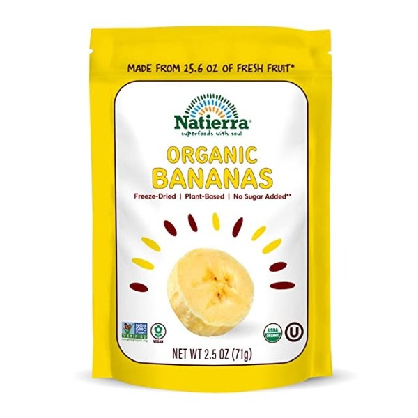 Nature's Organic Freeze-Dried Bananas | Gluten Free & Vegan | 2.5 Ounce