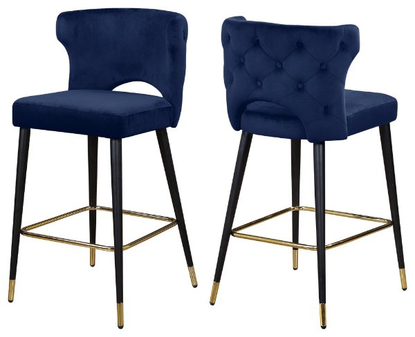 Kelly Velvet Stool, Set of 2 - Midcentury - Bar Stools And Counter Stools - by Meridian Furniture