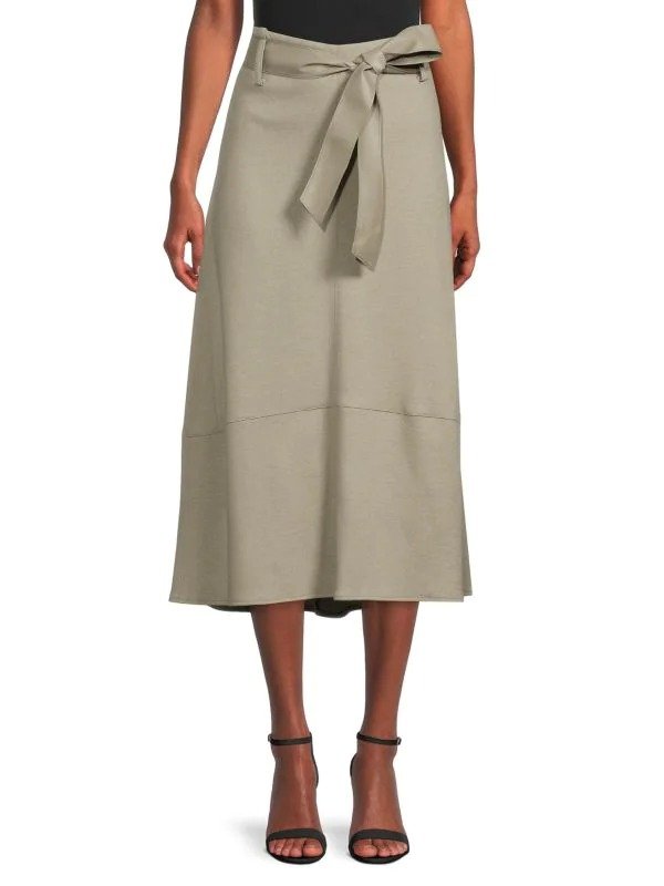 ​Belted Wool Midi Skirt