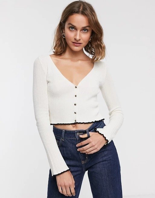 ribbed cardigan with contrast trim | ASOS