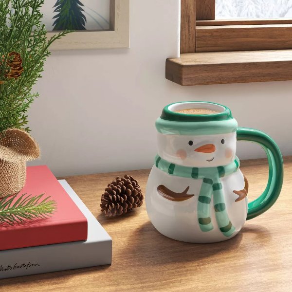 Christmas Earthenware Snowman Mug White - Wondershop™