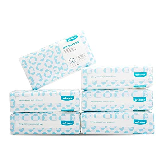 Dry Baby WipesSoft Dry Wipes 600 Count Cotton Tissue Unscented Facial Cotton Wipes for Sensitive Skin (6 Pack)