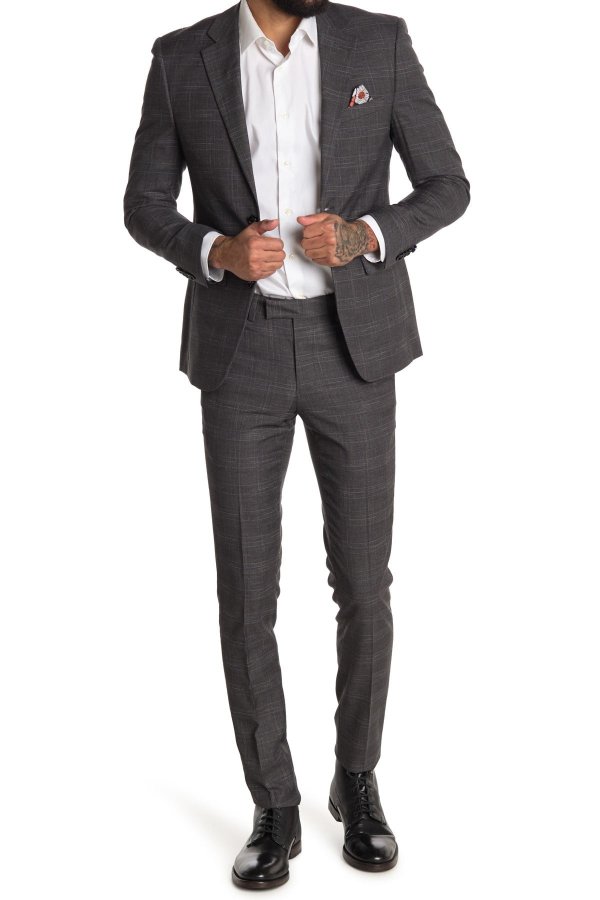 Medium Grey Check Two Button Suit
