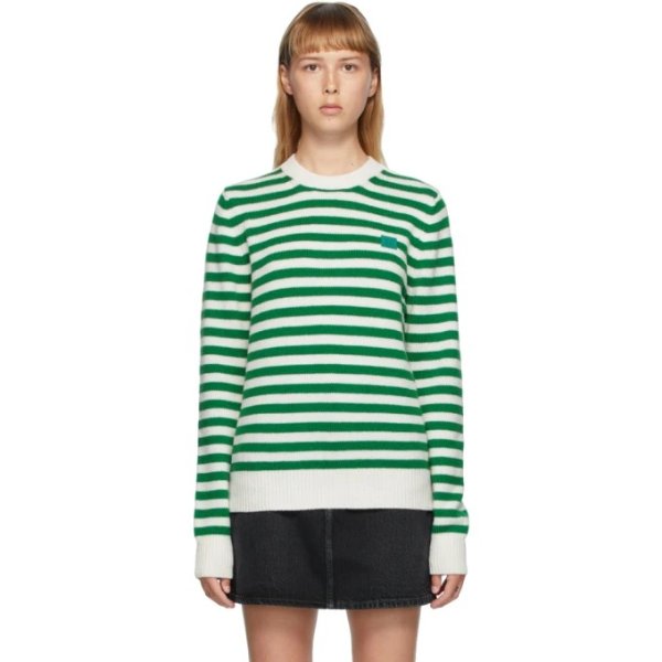 Green & White Breton Stripe Sweater
