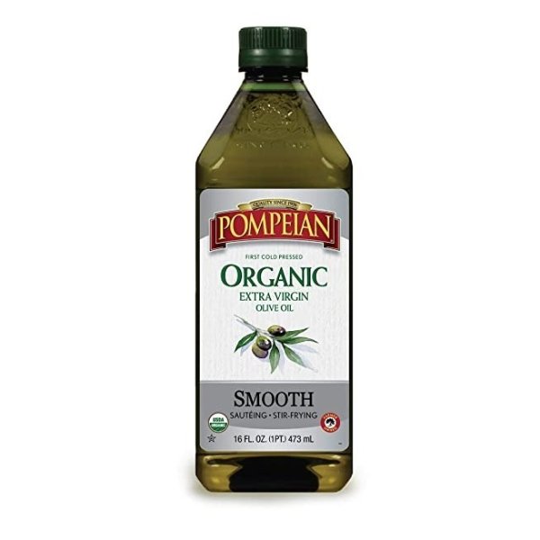 USDA Organic Smooth Extra Virgin Olive Oil, First Cold Pressed, Smooth, Delicate Flavor, Perfect for Sauteing & Stir-Frying, 16 FL. OZ.