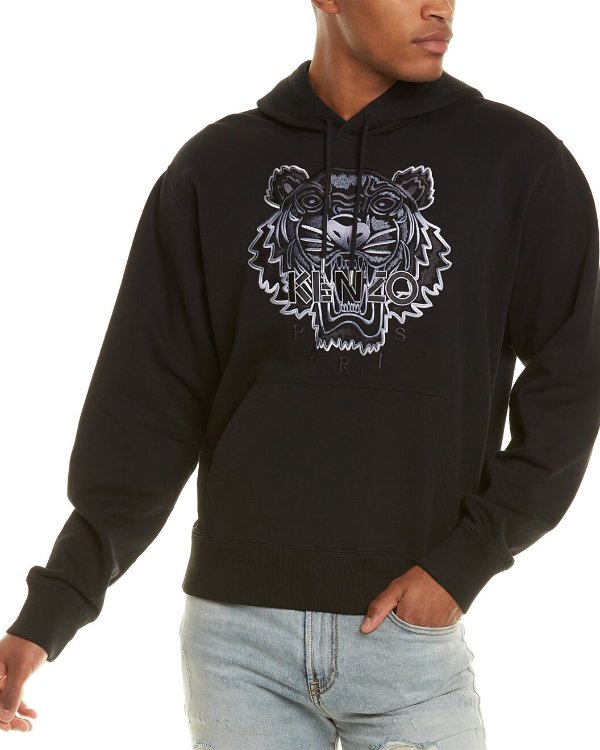 Gradient Tiger Embroidered Hoodie