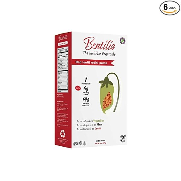 Gluten Free Legumes Pasta 6 Pack | Blend of High Protein Rotini Pasta made of Red Lentils I One Ingredient & other Lean Cuisine Ingredients | 48 oz