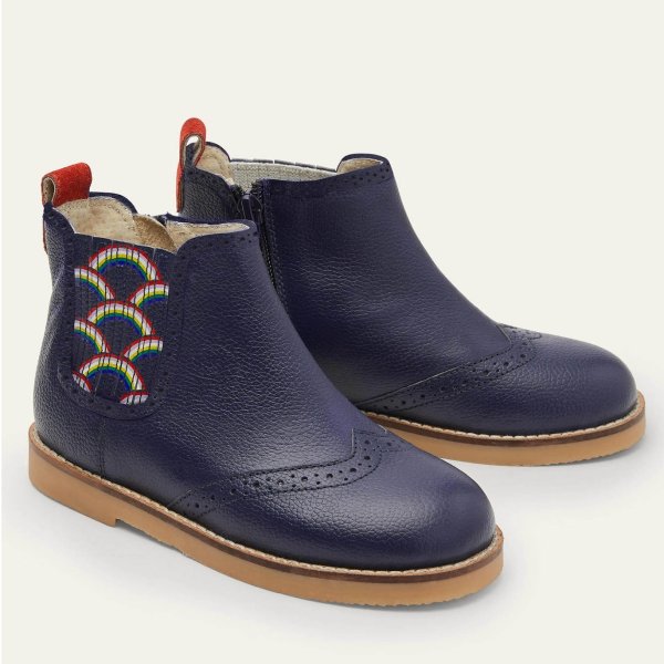 Leather Chelsea Boots - College Navy | Boden US