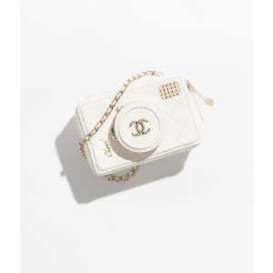 ChanelCamera Bag Lambskin & Gold-Tone Metal White