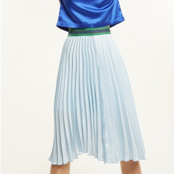 Pleated Knee-Length Skirt With Glitter Waistband