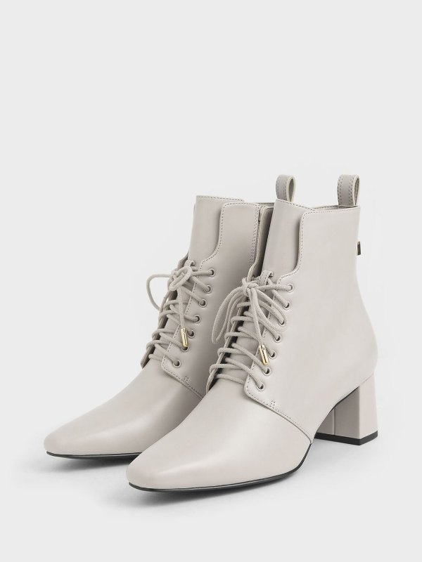 Lace-Up Heeled Ankle Boots