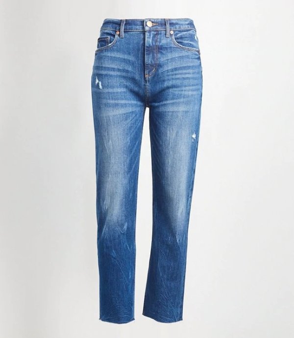 Petite High Rise Straight Crop Jeans in Dark Indigo | LOFT