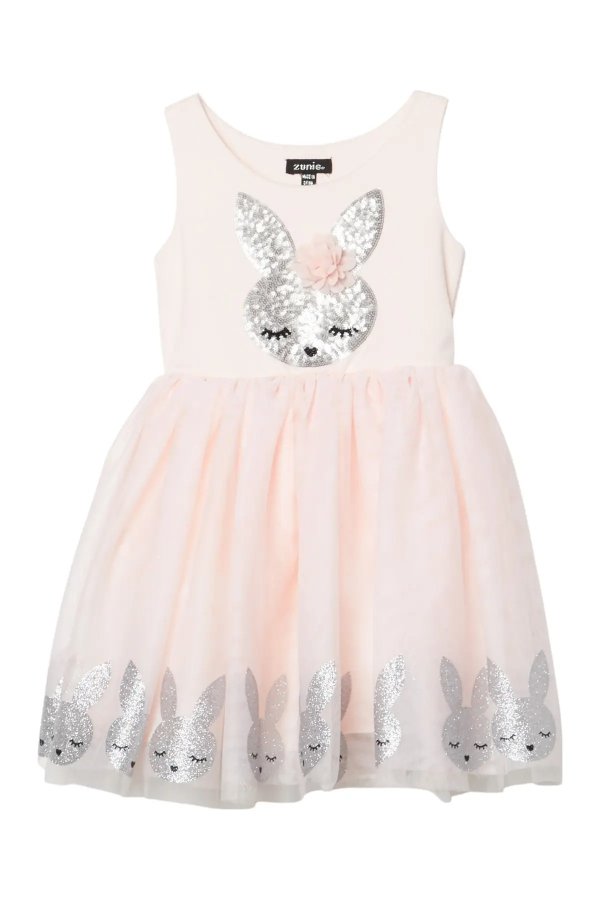 Sequin Bunny Mesh Bow Dress(Toddler Girls & Little Girls)