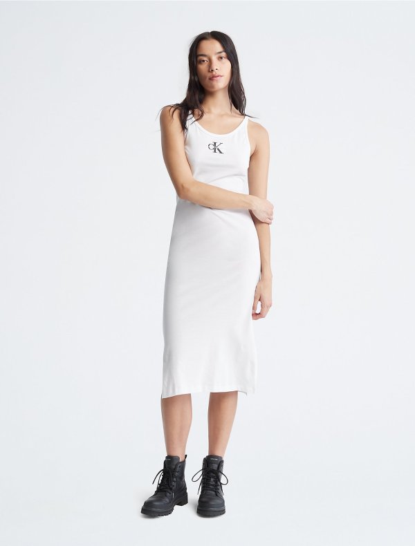 Slim Fit Monogram Logo Midi Tank Dress | Calvin Klein