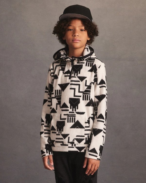 boys cozy pattern quarter-zip icon hoodie | boys clearance | Abercrombie.com