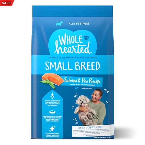 WholeHearted Grain Free Small Breed Salmon and Pea Recipe Dry Dog Food for All Life Stages, 14 lbs. | Petco