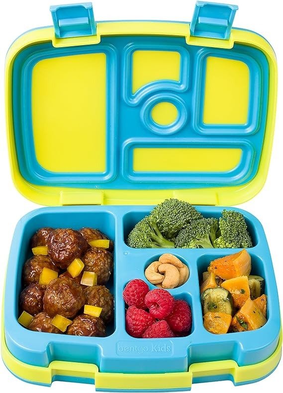 Kids Brights – Leak-Proof, 5-Compartment Bento-Style Kids Lunch Box – Ideal Portion Sizes for Ages 3 to 7 – BPA-Free and Food-Safe Materials (Citrus Yellow)