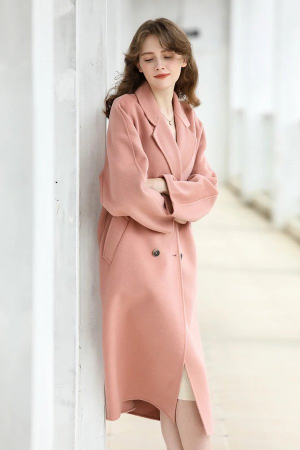 | Denise Pink Cocoon Wool Coat