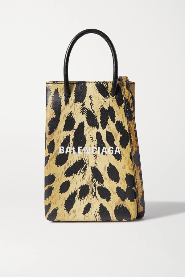 Shopping leopard-print leather shoulder bag