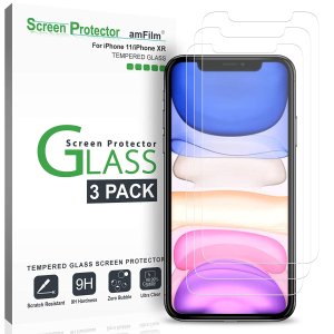 amFilm Screen Protector Glass for iPhone 11/XR (3 Pack)